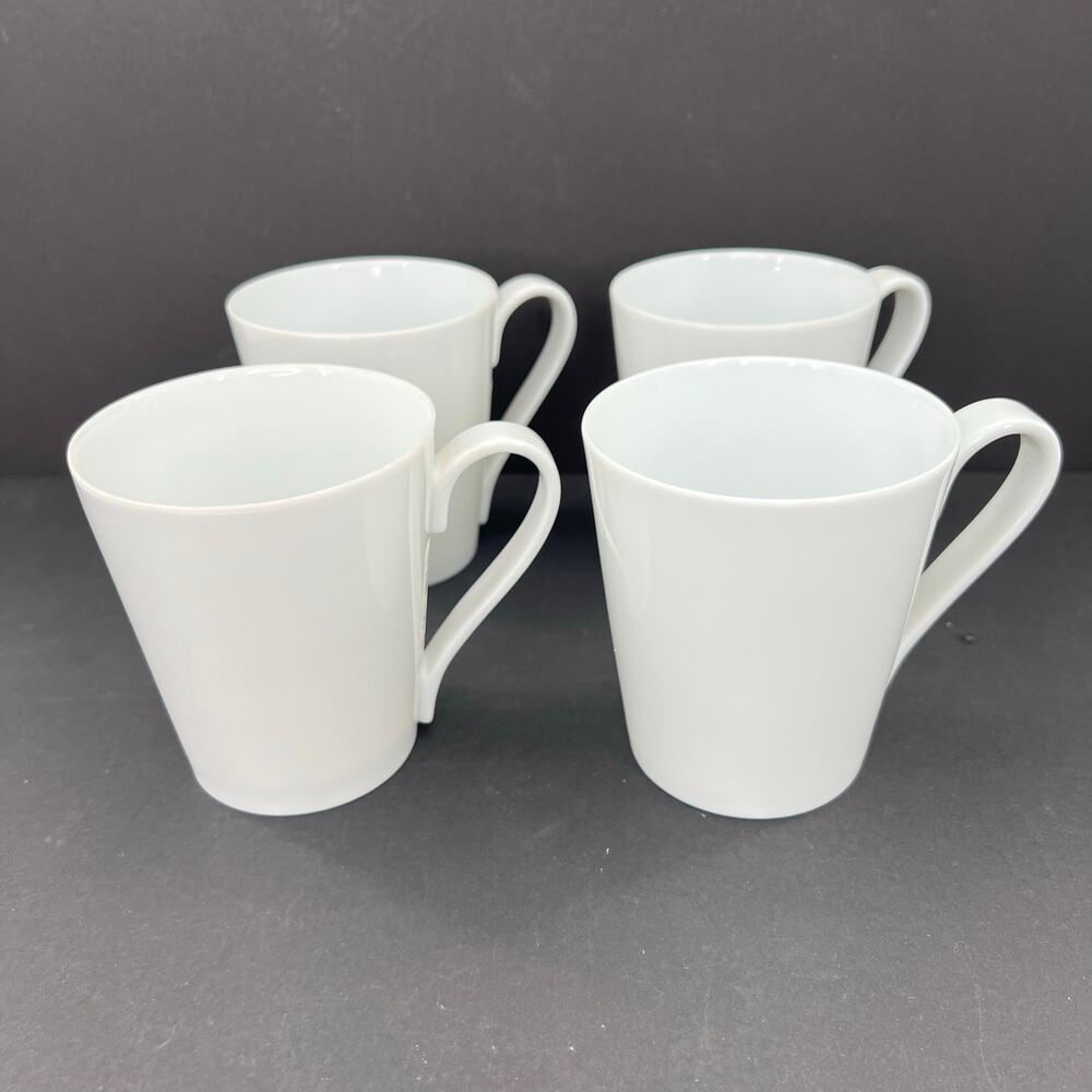 Bernardaud France Douce Porcelain All White Mug. Set of 4